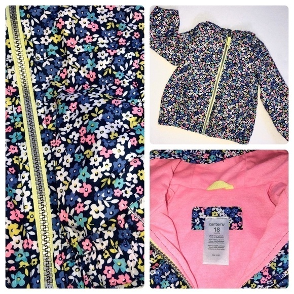 Carter's Other - ☔️Carters Hooded Rain Jacket Adorable Floral Print Size 18 Mos